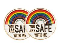BESPORTBLE 3 Ensembles Broche De Lettre Arc-en-ciel Émail Insigne De Fierté Épingles À Mode Épingle À Nourrice Épingle Colorée Tu Es En Sécurité Avec Moi Badge Broches Métal 2 Pièces * 3