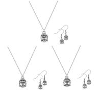 BESPORTBLE 3 Ensembles Ensemble De Boucles D'oreille De Collier De Tête De Bouddha Boucles D'oreilles Esthétiques Collier Pendentif Collier Pour Femme Alliage De Zinc Silver