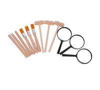 BESPORTBLE 3 Ensembles Kit Outils de Fouille Bois pour Garçon Fille Jouets Éducatifs Archéologie Marteau Brosse et Loupe Jeu Apprentissage Scientifique pour Garçons et Filles