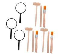 BESPORTBLE 3 Ensembles Kit Outils Excavation pour Garçon Fille Éducatif Archéologie avec Marteau Pinceau et Loupe Jeu Apprentissage Pratique pour Garçons et Filles pour Activités Historiques