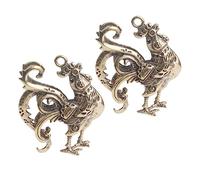 BESPORTBLE 3 Ensembles Pendentif Coq Laiton Ornement Rétro Zodiacal Décoration Durable Et Fine Pendentif Artisanal Pour Porte Clés Et Collier 2 Pièces * 3