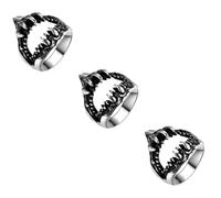 BESPORTBLE 3 Pièces Anneau d'hommes de la bouche de requin bijoux de mode pour hommes mode bagues pour hommes Bagues élégantes bijoux animaux bague homme anneaux décoratifs Acier au titane