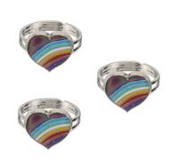 BESPORTBLE 3 Pièces Bague Cœur Thermochromique Arc Ciel pour Couple Accessoire Chic à Changer de Couleur Idée Bague pour et Fêtes