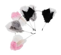 BESPORTBLE 3 Pièces Bandeau Oreilles de Chat Pelucheux pour Femmes Accessoire Cosplay Animal Kawaii Bandeau Doux pour Fête Déguisée et Halloween