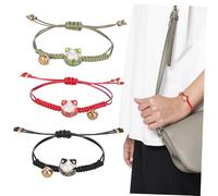 BESPORTBLE 3 Pièces Bracelet à Breloque Chat Maneki Neko Corde Avec Pendentif Ajustable Pour Femmes Et Hommes Chance Décontracté