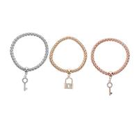 BESPORTBLE 3 Pièces Bracelet Pendentif Clé Bracelets à Breloques Pour Femmes Accessoires De Serrure à Clé Chaîne Réglable Bijoux Pour Femmes Bijoux Femme Alliage De Zinc
