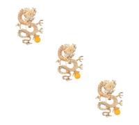 BESPORTBLE 3 Pièces Broche Dragon Chinois Revers Épingle Émail Foulard Décoration Pince à Linge Broch De Combinaison Badge De Broche De Bouton De Dragon Broches De Dragon Alliage De Zinc