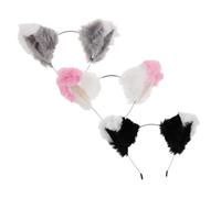 BESPORTBLE 3 Pièces Cat Ears Hairband Set Fluffy Plush Animal Headbands For Women Kawaii Halloween Costume Accessory Soft Furry Headpiece For Party And Cosplay