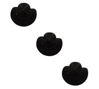 BESPORTBLE 3 Pièces Chapeau de Jazz en laine cow-boys chapeau de cow-girl de fête paille rose Accessoire de costume de performance chapeau de style occidental Nylon Noir