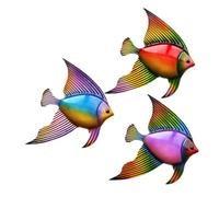 BESPORTBLE 3 Pièces Décoration Murale Forme De Poisson Fer Sculpture Murale Artistique Pour Intérieur Océan