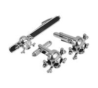BESPORTBLE 3 Pièces ensemble de pinces à cravate ensemble de cravate pince cravate crâne boutons de manchette Clip à cravate pour hommes pinces à cravates pour hommes alliage Silver