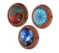BESPORTBLE 3 Pièces gemme stickers Perles fournitures de bracelet de bricolage bijoux bracelets un B pour bracelet personnalise Pendentif Thangka Rongro décor de chakras visage strass en bois