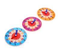 BESPORTBLE 3 pièces Horloge Pédagogique Bois pour Garçon Fille Garçons Filles Apprentissage Couleurs Éducatif pour Reconnaître Chiffres et Aiguilles Développement Cognitif Dès Ans