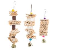 BESPORTBLE 3 pièces Jouets à Mâcher pour Oiseaux Paille Naturelle Accessoires Suspendus pour Perroquets et Perruches Jouets à Déchirer pour Cage à Oiseaux