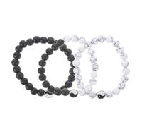 BESPORTBLE 3 Pièces Kit de Bracelets Perles Noirs et Blancs Bijoux Amitié Extensibles Chance Accessoire pour Hommes Femmes Feng Shui Style Chinois Chapelet Adaptateur