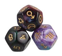 BESPORTBLE 3 pièces Lot de Dés Astrologiques Faces Bicolores avec Signes et Chiffres Outil Apprentissage pour Jeux de Tarot et Divination