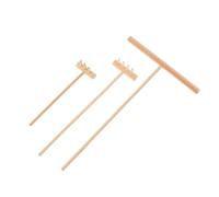 BESPORTBLE 3 pièces Mini Râteau de Jardin Bois Naturel Accessoires Micro Décoration pour Bac à Sable Feng Shui Outil de Paysage pour Bureau et Maison