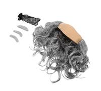 BESPORTBLE 3 pièces Perruque Chauve Grise pour Homme avec Barbe et Sourcils Ensemble Confortable et Ajusté Déguisement Halloween et Fêtes à Thème