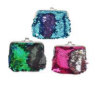 BESPORTBLE 3 Pièces Porte-Monnaie à Paillettes Bourse Portefeuille Femme sirène Porte-Monnaie pour Fille Sac à Main Paillettes Fille Mini-Sac à Main