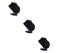 BESPORTBLE 3 pièces Présentoir Buste Bijoux Velours Noir Support Collier Élégant avec Base Large Stable Organisateur Pendentif pour Rangement et Exposition