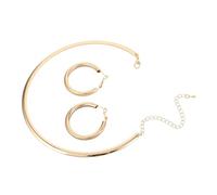 BESPORTBLE 3 pièces Set de Bijoux Doré Boucles Oreilles Créoles Larges et Collier Ras- -cou Minimaliste pour Femmes Accessoires et Durables Adaptés Aux Tenues Formelles et Événements Festifs