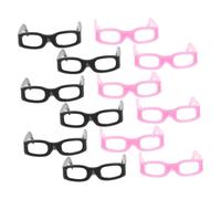 BESPORTBLE 30 pièces Lot de Lunettes Miniatures pour Poupées Accessoires de Déguisement et Décoration Plastique Mix Noir et Rose pour DIY et Photographie