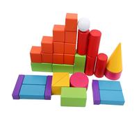 BESPORTBLE 32 pièces Modèle Mathématique Bois Formes Géométriques Solides Montessori Cognition des Formes pour Apprentissage Scolaire Cubes Sphères Pyramides Lisses Bois Naturel Outils