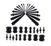 BESPORTBLE 36Pièce Set de Bouchons Perforants pour Oreilles Noir Auriculaires Multi pour Élargissement Oreilles et Piercing Body Jewelry