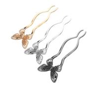 BESPORTBLE 3pièces Peignes à Cheveux Forme De u Lot De Pince à Cheveux Métal Pour Chignon Mariage Accessoire De Coiffure Pour Femmes Et Filles