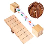 BESPORTBLE 3pièces Wooden Hamster Chew Toys Set Mini Pet Supplies for Hamsters Squirrels and Small Animals with Natural Bark Cotton Rope Block and Seesaw