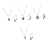 BESPORTBLE 4 Ensembles Ensemble de boucles d'oreille de collier de tête de Bouddha collier de filles boucles d'oreilles crochet collier pendentif Alliage de zinc Silver
