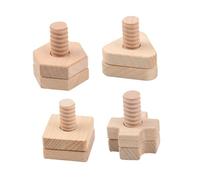 BESPORTBLE 4 Ensembles Jeu Vis Écrou Bois Jouets Éducatifs Géométrique pour Garçon Fille Développement Coordination Main-œ et Reconnaissance des Formes sans Bavures Surface Lisse et Sûre