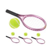 BESPORTBLE 4 Ensembles Mini de Tennis et Balles Ensemble pour Maison de Poupées Accessoires Miniatures pour Décoration et Bricolage