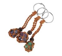 BESPORTBLE 4 Ensembles Porte-clés D'améthyste Rétractable Charmes De Sac À Décor Pendentif Clé Porte-clés En Pierre Porte-clés Portable Polyester 3 Pièces * 4