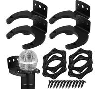 BESPORTBLE 4 ensembles Support Mural Micro sans Fil Noir Silicone avec Vis Anneaux Hexagonaux Antidérapants pour Fixation et Protection Microphones