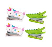 BESPORTBLE 4 Pièces Agrafeuse Mini Animaux Agrafeuse Portable Forme de Licorne et Crocodile pour Garçon Fille et pour Bureau et École