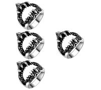 BESPORTBLE 4 Pièces Anneau d'hommes de la bouche de requin bijoux pour hommes anneaux d'animaux bague homme anneau de requin bagues punk pour hommes bijoux de mode pour hommes Acier au titane