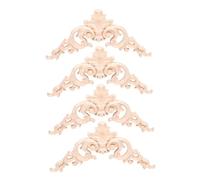 BESPORTBLE 4 pièces Applique Bois Sculpté Angle Bois Massif Décoration Murale et Meuble Lot pour Portes Armoires et Lits Design Européen Naturel
