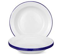 BESPORTBLE 4 pièces Assiettes Émaillées Blanches Lot de Plates Multi-usages pour Fruits Snacks Desserts Service de Table Maison