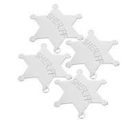 BESPORTBLE 4 pièces Badge de Shérif Métal Vintage Broches Hexagonales Alliage Accessoires Costume Police pour Cosplay et Fêtes