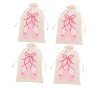 BESPORTBLE 4 Pièces Ballet Storage Drawstring Bags for Dance Shoes and Costumes Portable Lightweight Canvas Organizer with Artistic Ballet Design for and Adults