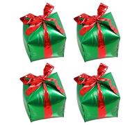 BESPORTBLE 4 Pièces Ballons Carrés Aluminium pour Décoration de Fête avec Ruban Coffret de Ballons de Noël Vert Couleur Aléatoire