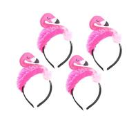 BESPORTBLE 4 Pièces bandeau flamant rose faire la fête bande de cheveux bandeaux groupe hair charms hair toppers accessoire fete bandeau femme -tête flamant rose hawaii la plume Rosy