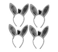 BESPORTBLE 4 pièces Bandeau Oreilles Âne Doux -tête Animal Costume Unisexe pour Fête Halloween Cosplay Anniversaire