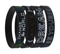 BESPORTBLE 4 pièces Bracelets de Motivation Silicone Extensibles avec Messages Inspirants Dream Sois Toi-Même Évolue Transforme pour Adultes et Adolescents Confortables et Durables pour