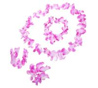 BESPORTBLE 4 Pièces casque luau accessoires plage bracelet violet Décoration hawaïenne décoration hawaienne décoration fête bandeau luau décorations de fête luau hawaïen Chiffon Violet,mauve