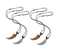 BESPORTBLE 4 pièces Collier Pendentif Faux Dent Résine Vintage Unisexe Marron Blanc Style Rétro avec Cordon Ajustable Plage Polyvalent pour Hommes et Femmes