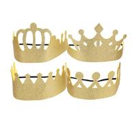 BESPORTBLE 4 pièces Couronnes Élastiques Doré pour Garçon Fille Accessoires de Fête Anniversaire Couronnes de Princesse pour Déguisements et Photographies
