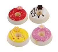 BESPORTBLE 4 Pièces Décoration de Beignets Artificiels Accessoires Réalistes pour Fête Mariage et Décor de Maison Simulés Blanc Rose Rouge et Jaune pour Alimentaire