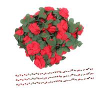 BESPORTBLE 4 Pièces décoration de jardin guirlande lumineuse rideau fausse rose suspendue décoration hiver decoration noel vigne rose décorative décor de fleurs à la maison Plastique rouge
